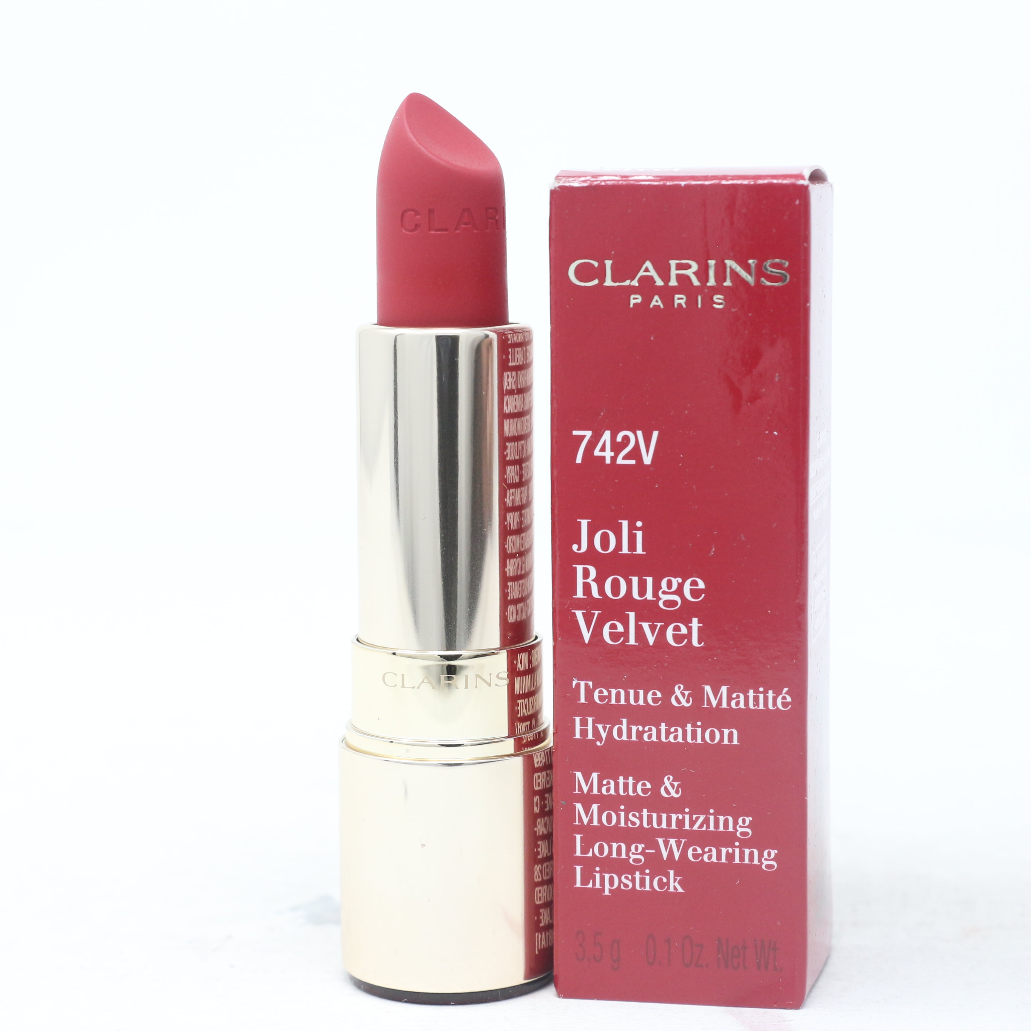 Joli Rouge Velvet Lipstick - 742V Joli Rouge by Clarins for Women - 0.1 oz Lipstick