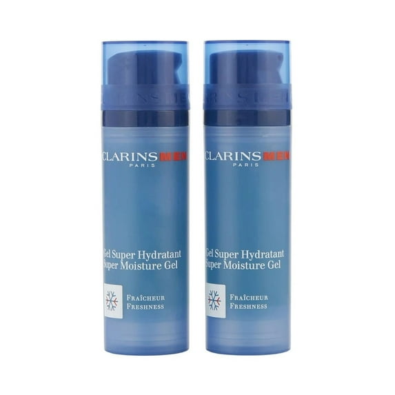 Clarins Men 2 x 1.7 oz. Super Moisture Gel Duo Travel Exclusive NIB