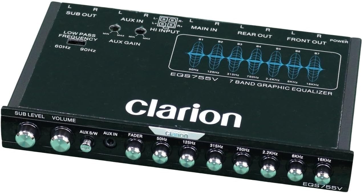Clarion 0.5Din Sized Mobile Audio Graphic Equalizer & Crossover with 3