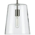 thumbnail image 1 of Clarion Collection One-Light Brushed Nickel Clear Glass Coastal Pendant Light, 1 of 2