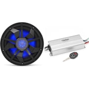 Clarion Marine 4 Channel Amp & 12 Black Grill Boat Audio Upgrade Bundle