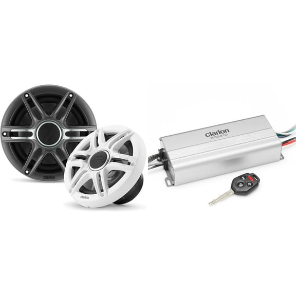 Clarion Marine 4 Channel Amp & CMSP-651-SWG 6.5" Boat Audio Upgrade Bundle