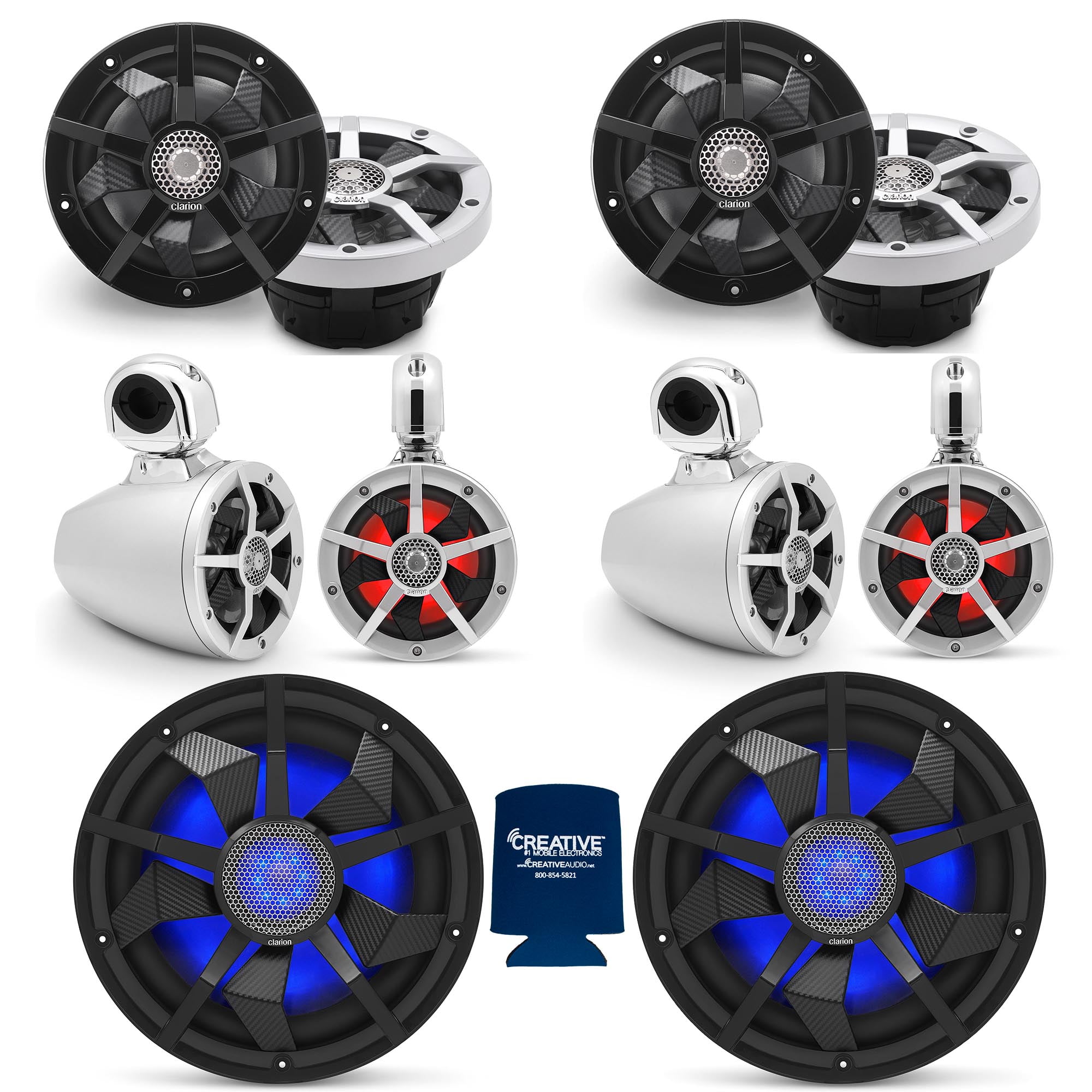 Clarion Marine Speaker System Four pairs of Clarion CM1623RL 6.5