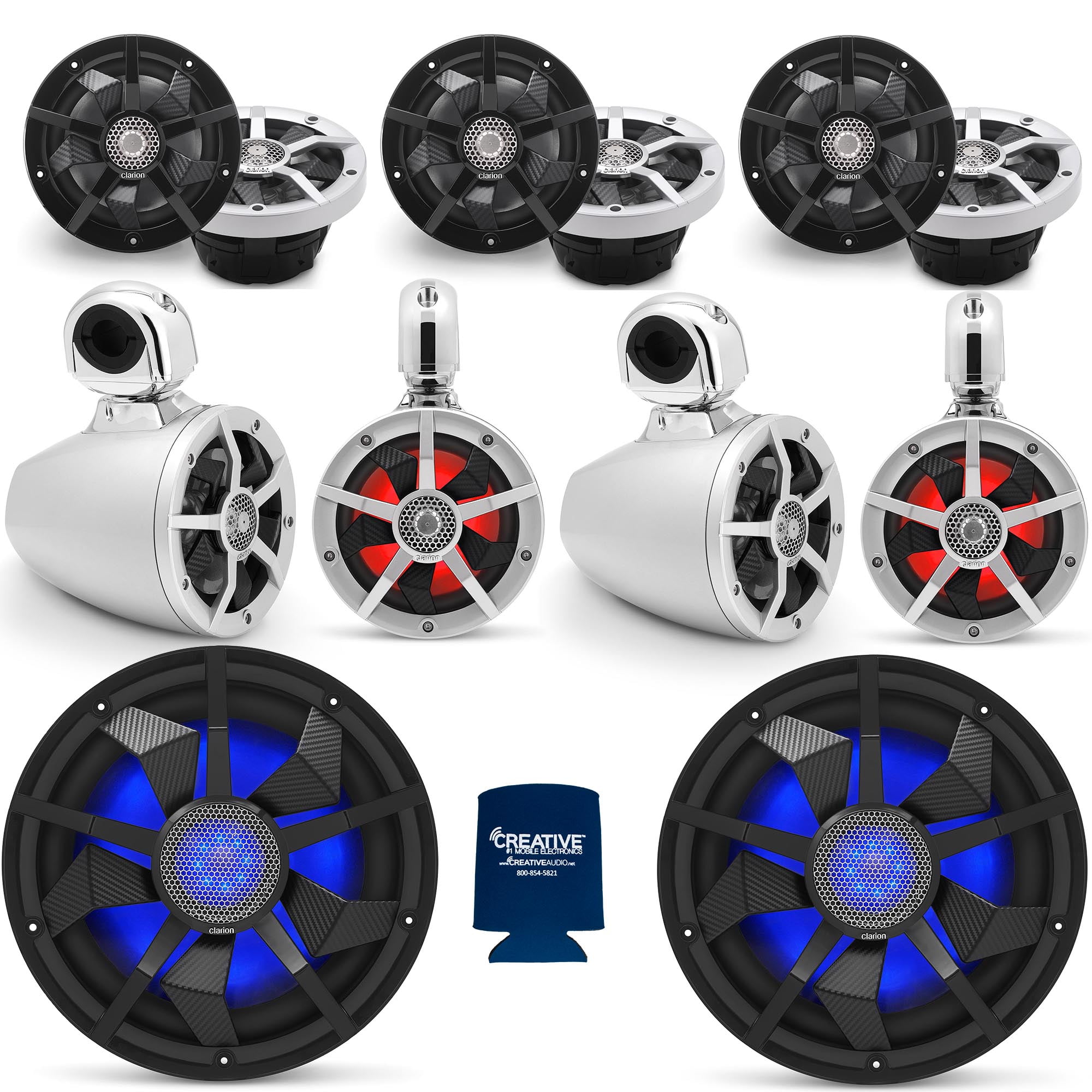 Clarion Marine Speaker System Four pairs of Clarion CM1623RL 6.5 Inch