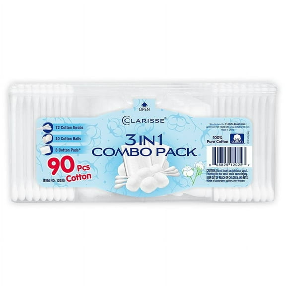 Clarisse Cotton Swabs, Balls and Pads 3 in 1 90.0 ea
