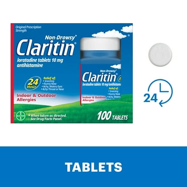 Claritin Allergy Relief 24 Hour Non-Drowsy Loratadine Antihistamine Allergy Medicine Tablets, 100 Count