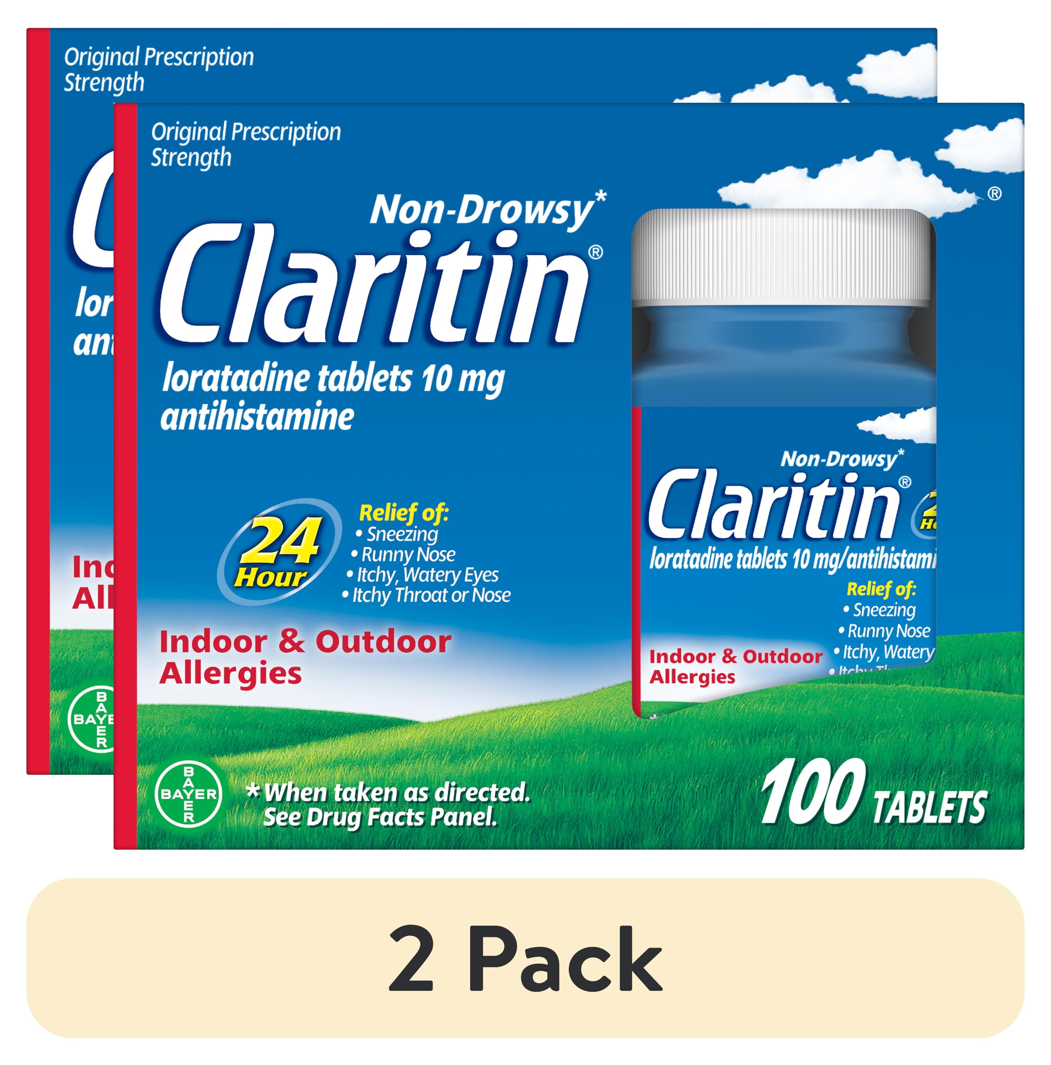 (2 pack) Claritin 24 Hour NonDrowsy Allergy Medicine, Loratadine