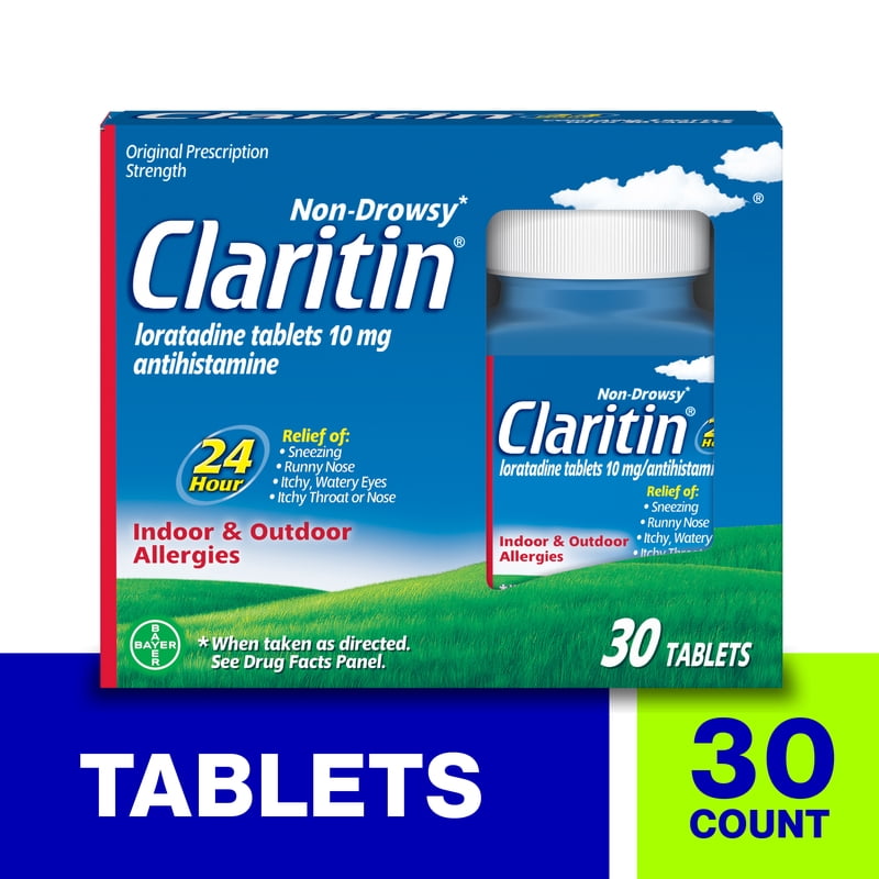 Claritin Allergy Relief 24 Hour Non-Drowsy Loratadine Antihistamine Allergy Medicine Tablets, 30 Count