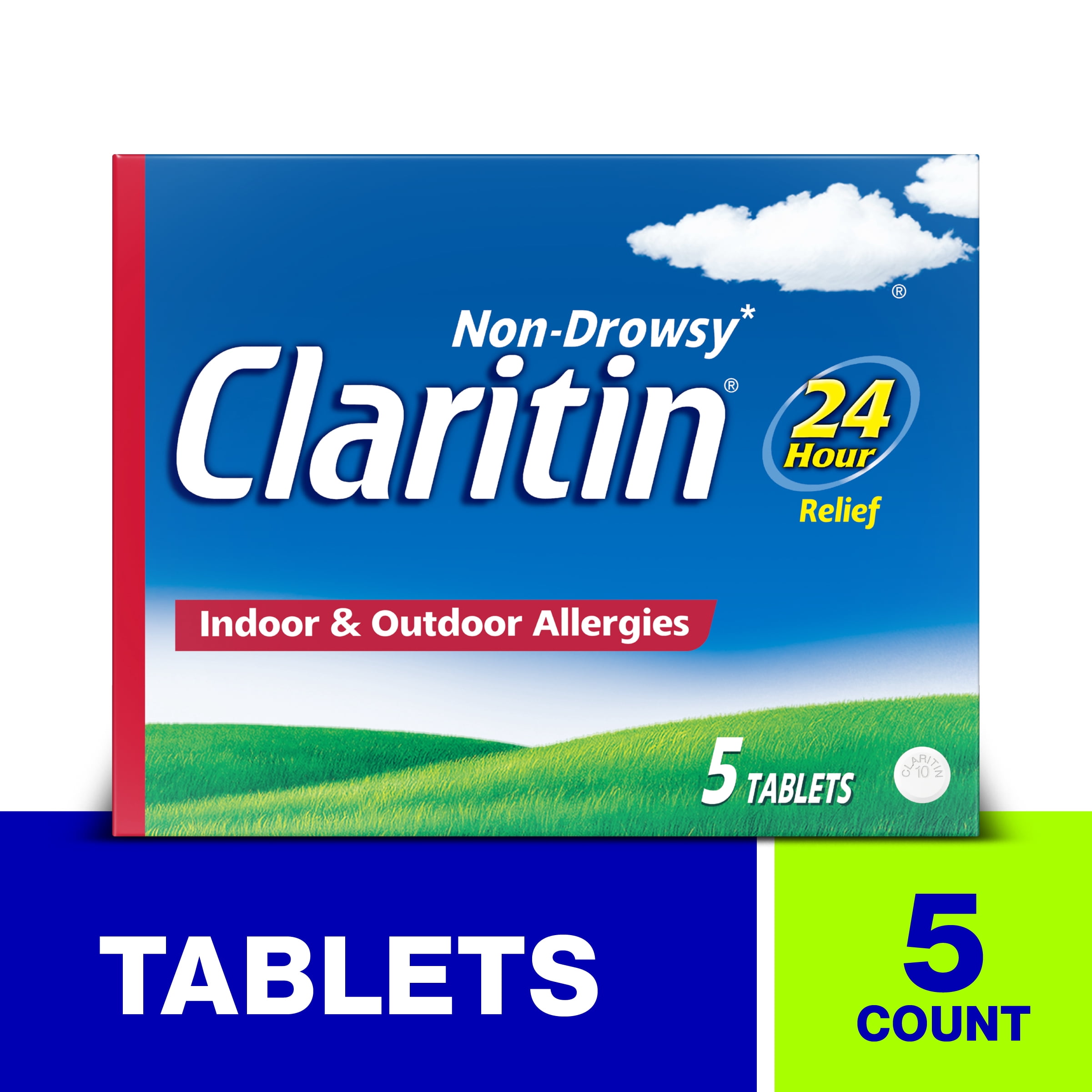 Claritin 24 Hour Non-Drowsy Allergy Medicine, Loratadine Antihistamine Tablets, 5 Ct