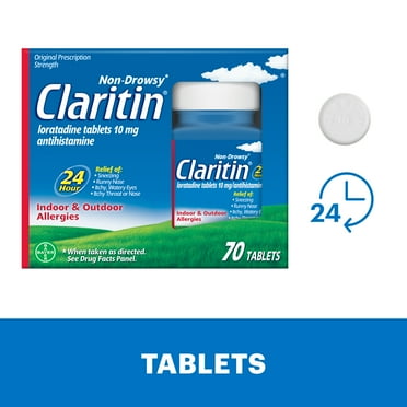Claritin Allergy Relief 24 Hour Non-Drowsy Loratadine Antihistamine Allergy Medicine Tablets, 70 Count