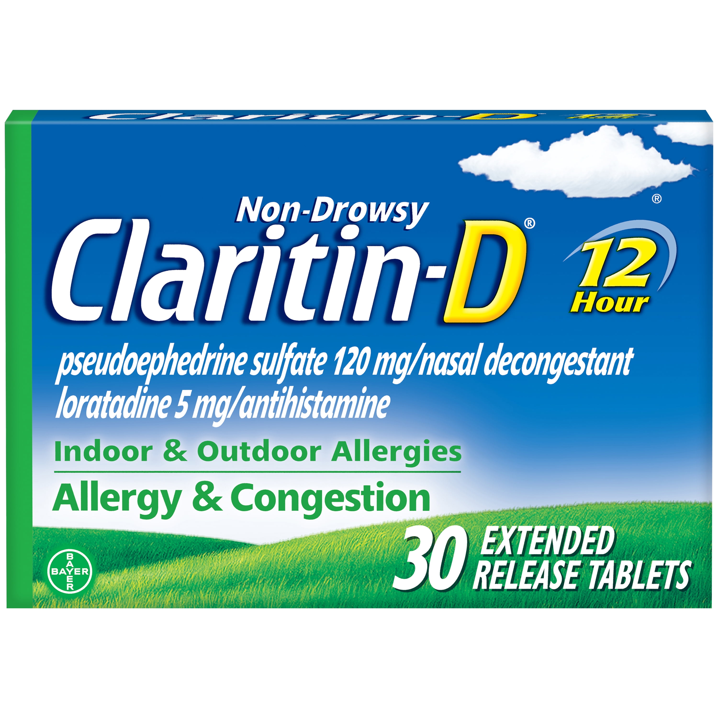 Claritin-D Allergy Medicine, 12 Hour Non-Drowsy Allergy & Nasal Congestion  Tablet, 10 Ct 
