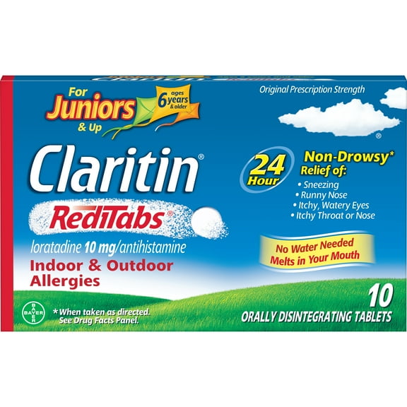 Junior's Claritin 24 Hour Non-Drowsy Allergy Relief RediTabs, 10mg, 10 Ct