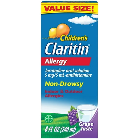 product image of Claritin Non-Drowsy Allergy Medicine for Kids, Loratadine Antihistamine Grape Syrup, 8 fl oz
