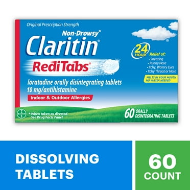 Claritin RediTabs 24 Hour Non-Drowsy Allergy Medicine, Loratadine Antihistamine Tablets, 60 Ct