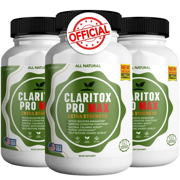 Claritox Pro Max Extra Strength Supplement for Mood Booster, Cognitive Support & Restore Energy Level (180 Capsules)