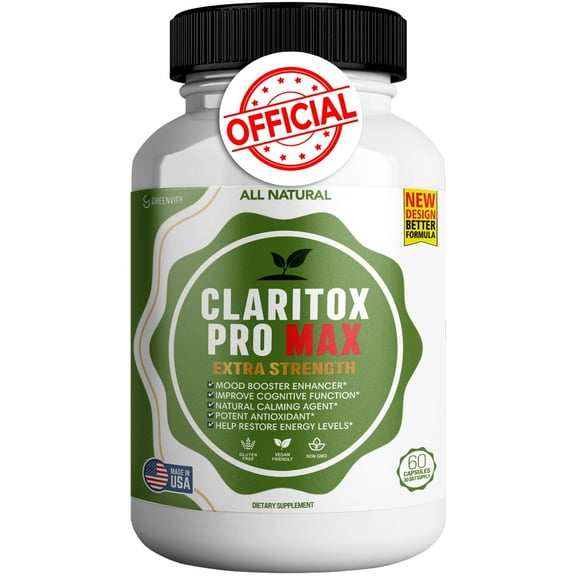 Claritox Pro Max Extra Strength Supplement for Mood Booster, Cognitive Support & Restore Energy Level (60 Capsules)