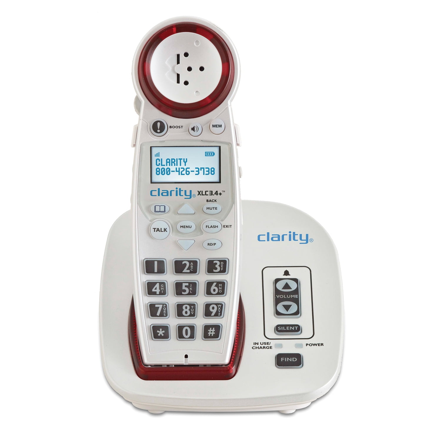 Clarity 1-Cordless Handset DECT 6.0 50-dB Amplified/Expandable Phone System for Landline, Big Buttons, Talking Caller ID/Dial Pad, and Loud Ringer