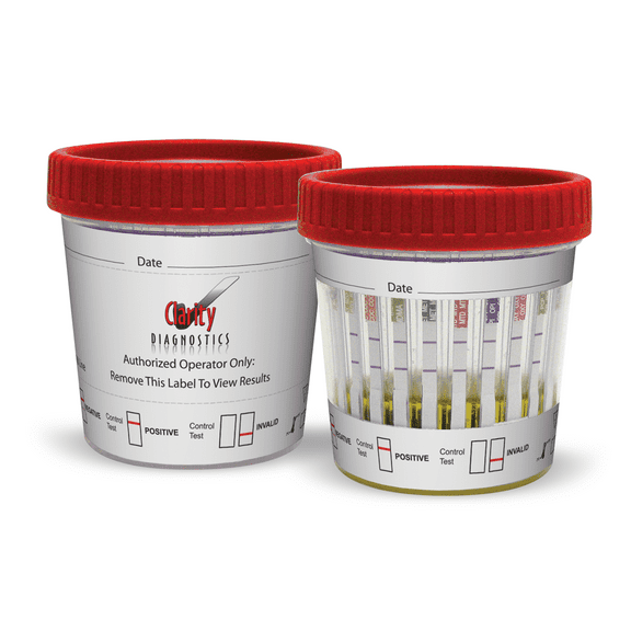 Clarity 12 Panel Urine Drug Test Cup (AMP1000,BAR300,BUP10,BZO300,COC300,MDMA500,MET1000,MTD300,OPI2000,OXY100,PCP25,THC50) Box of 25 (Pack of 1)