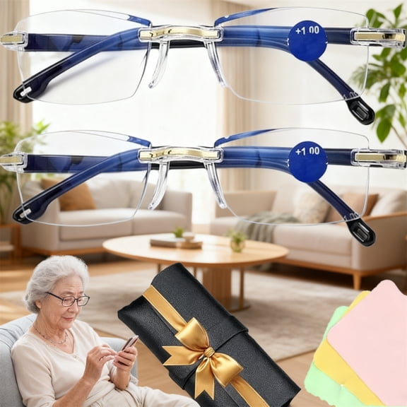 Clarity Blue Glasses For Men, 1/2pc Automatic Adjustment Blue Ease Optics Glasses, Anti-Glare Protection Eye Glass For Men/Women