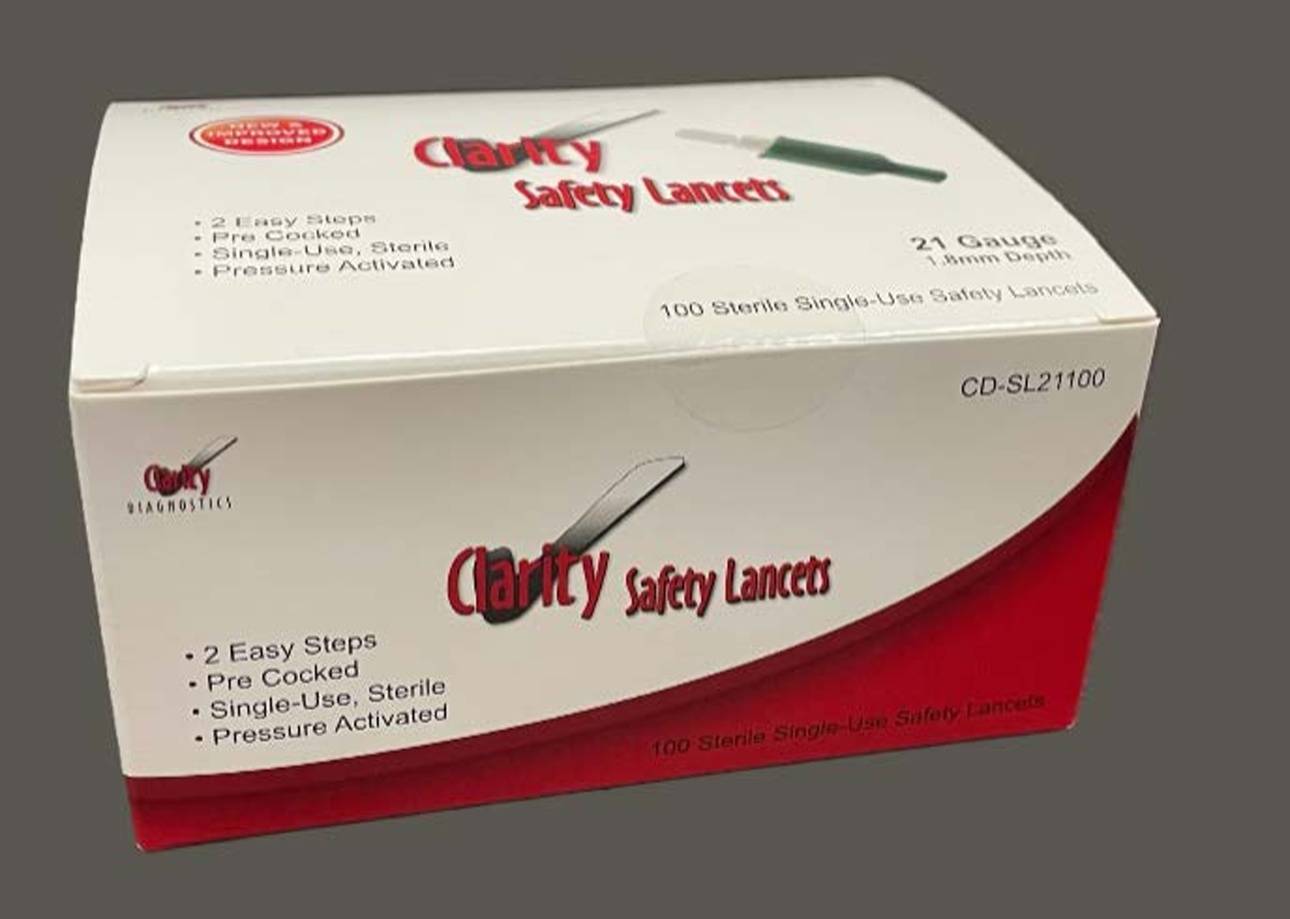 Clarity Green Pressure Activated Safety Lancets 21 Gauge (100 Lancets