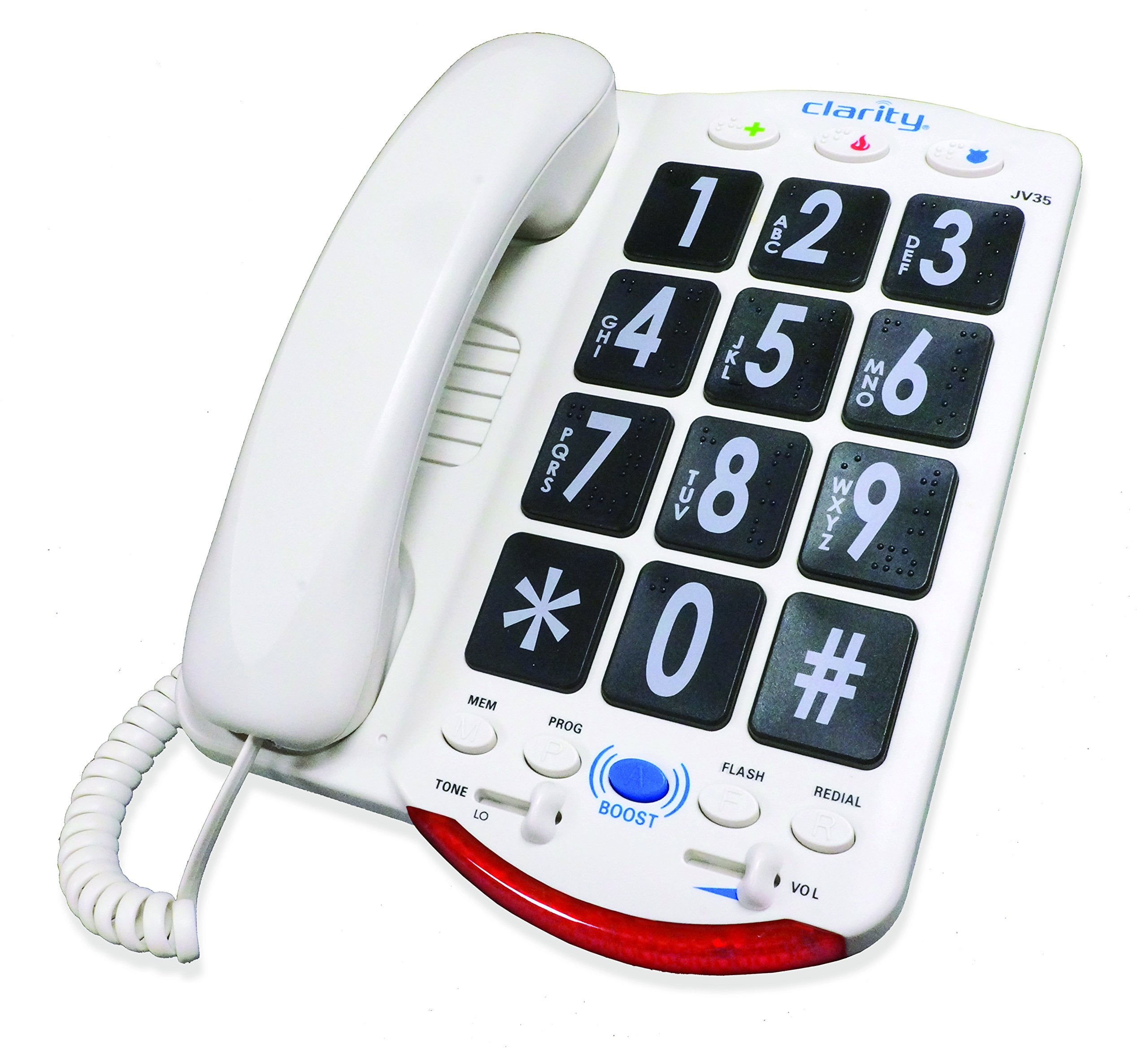 Clarity JV35B Amplified Big Button Corded Phone for Seniors, Elderly