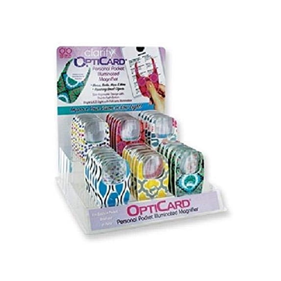 Clarity OptiCard Personal Illuminated Magnifier, 3-1/2"H x 2-1/8"W x 1/4"D, Assorted Designs