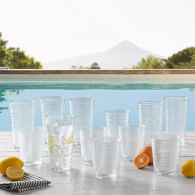 Clarity Swirl Acrylic Drinking Glasses Drinkware, Highball and Lowball