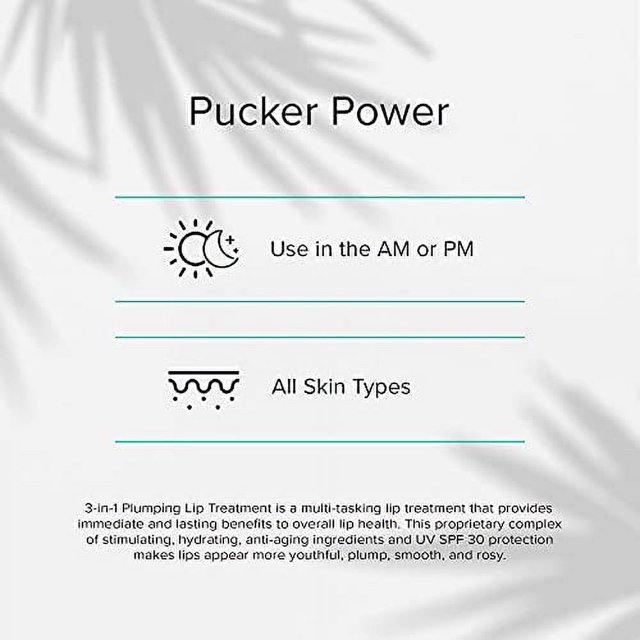 ClarityRx Pucker Power 3in1 Hydrating Lip Plumping Treatment, Natural PlantBased AntiAging