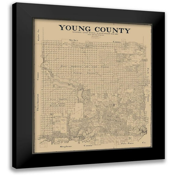 Clark 15x17 Black Modern Framed Museum Art Print Titled - Young County Texas - Clark 1897