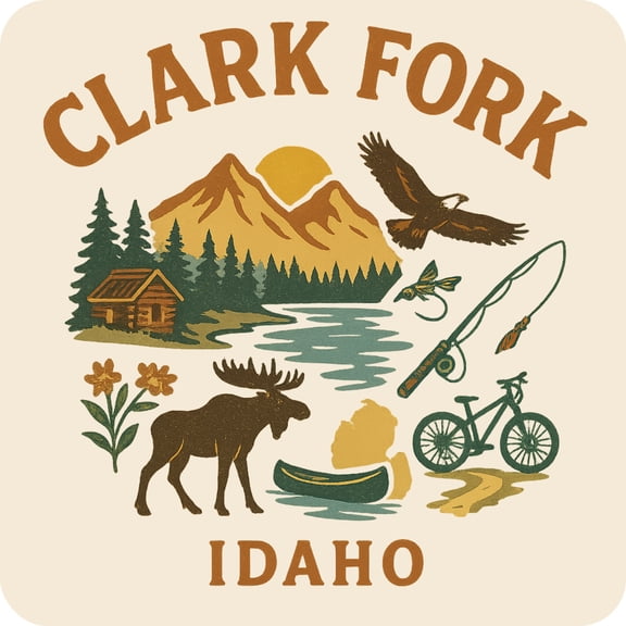Clark Fork Idaho Keepsakes Souvenir Vinyl Sticker – Destination Travel Keepsake Collectible (4-Inches Wide)