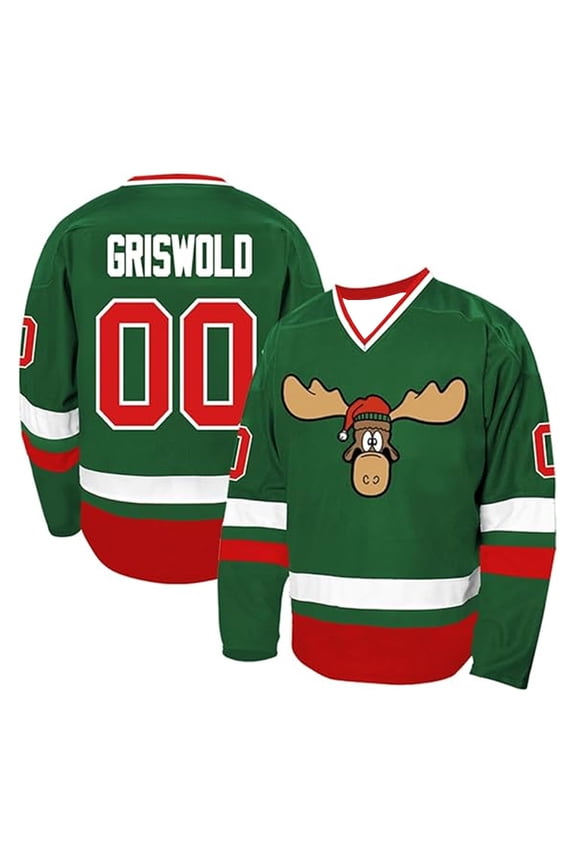 Clark Griswold #00 Hockey Jersey X-Mas Christmas V-Neck Loose Long Sleeve Women Men Athletic Sweatshirt