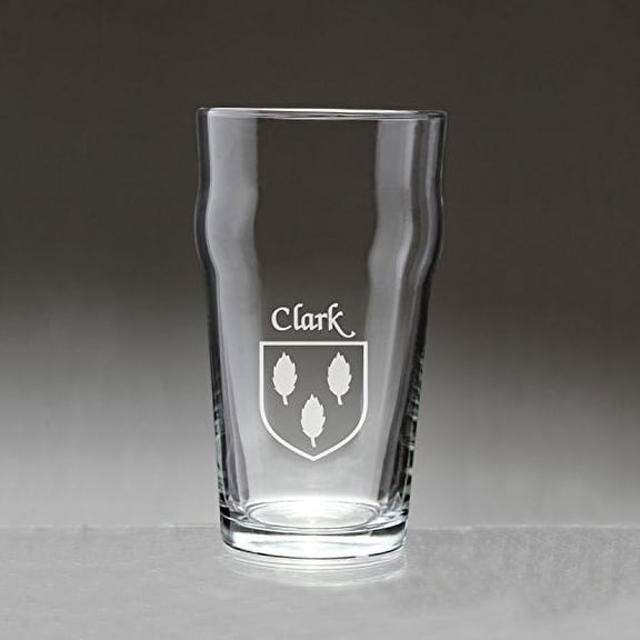 Clark Irish Coat of Arms Pub Glasses - Set of 4 (Sand Etched)