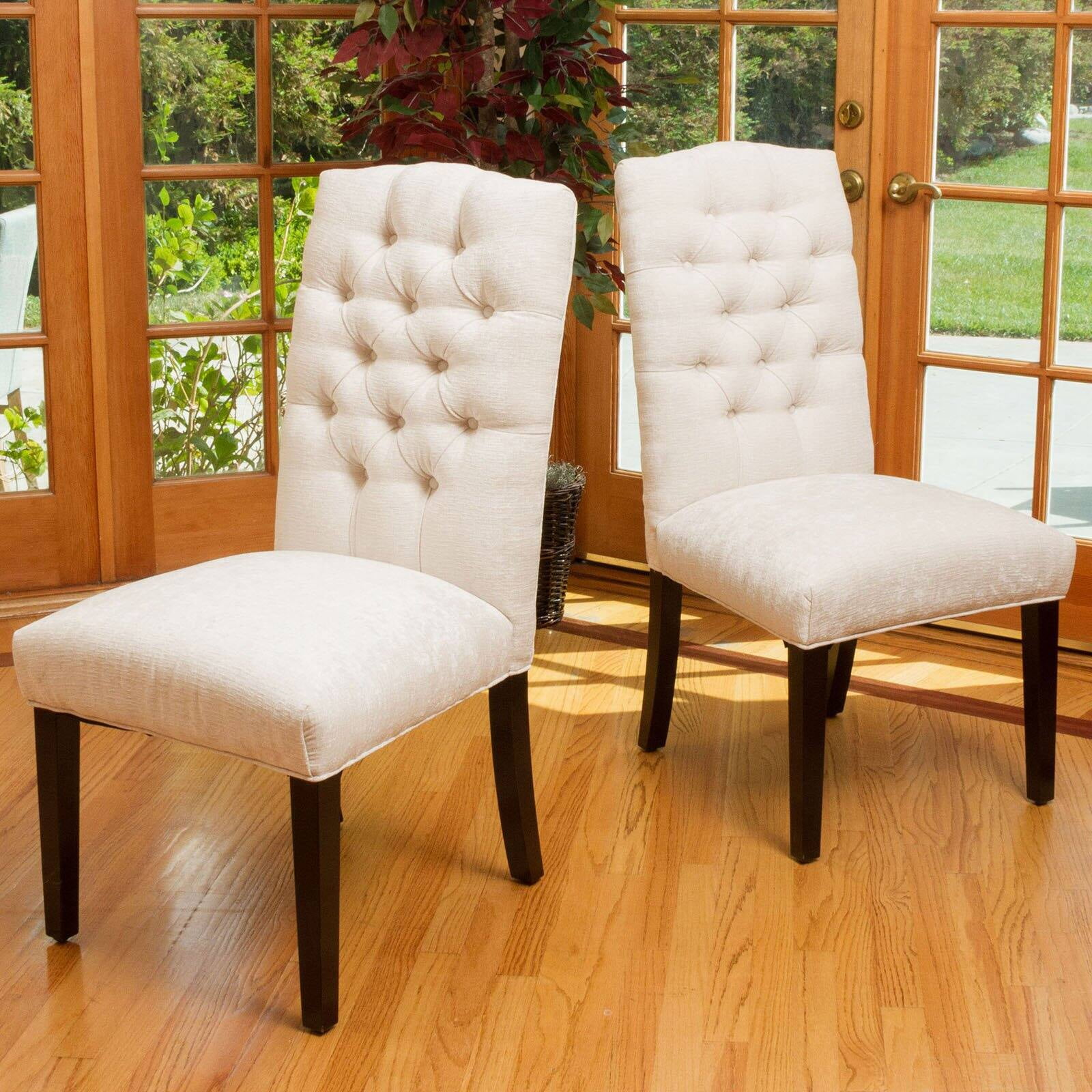 Ivory fabric store dining chairs