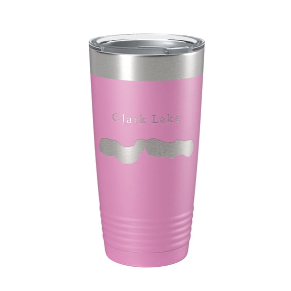 Clark Lake Map Tumbler Travel Mug Insulated Laser Engraved Coffee Cup Michigan 20 oz Light Purple
