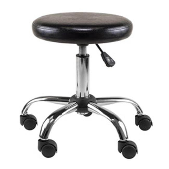 Clark Black Faux Leather Adjustable Swivel Stool with Chrome Base