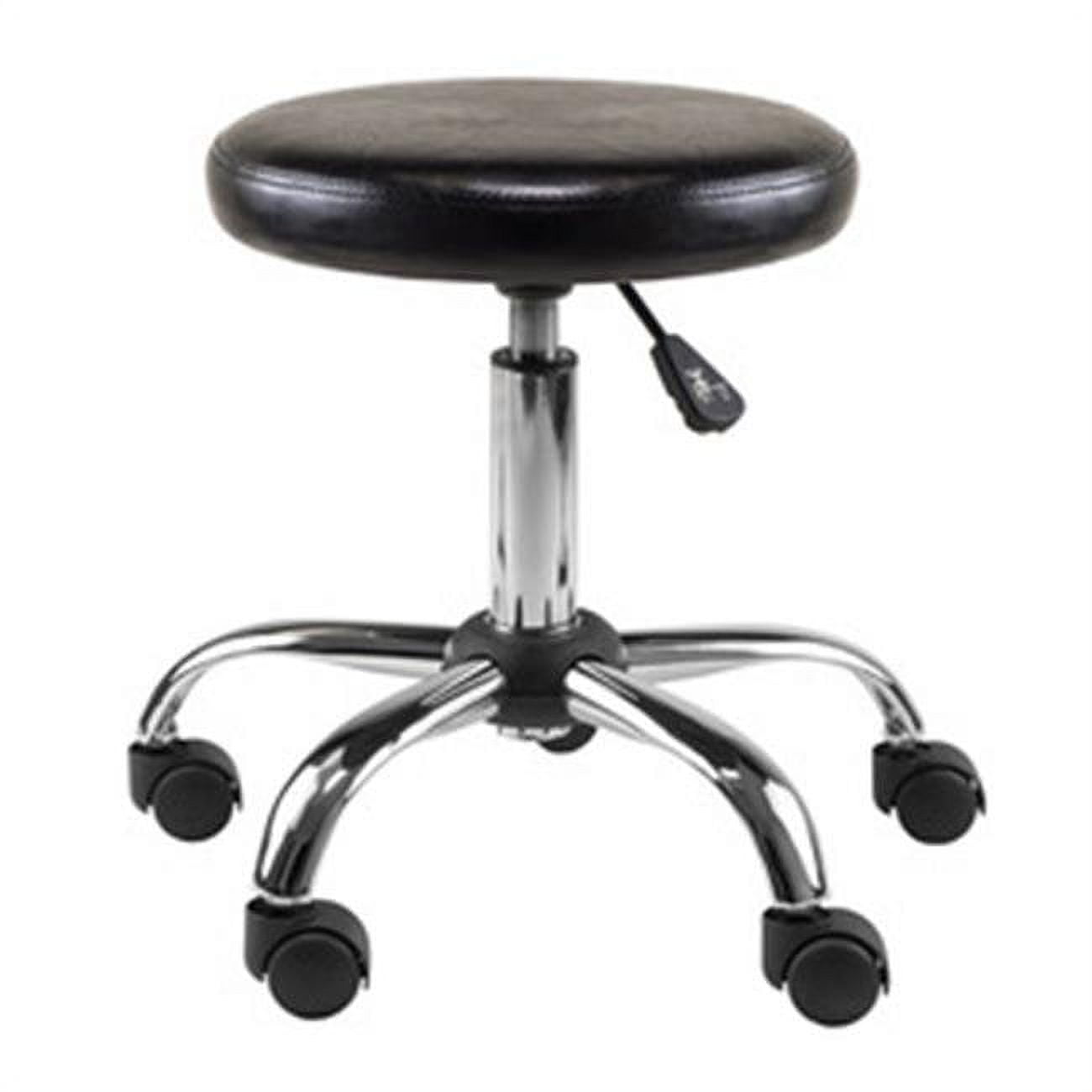 Clark Black Faux Leather Adjustable Swivel Stool with Chrome Base
