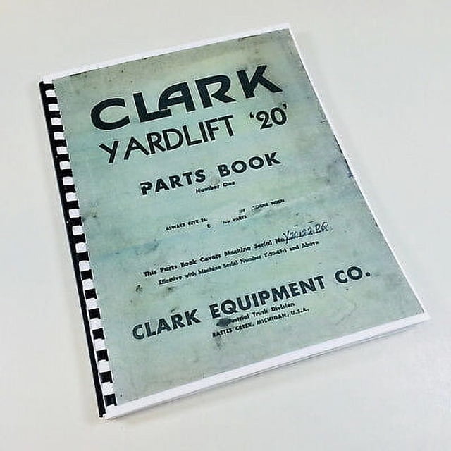 Clark Yardlift 20 Forklift Parts Catalog Manual - Walmart Business Supplies