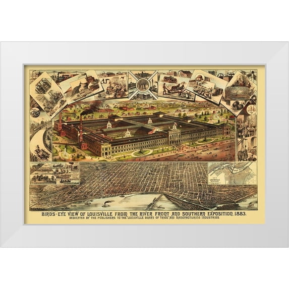 Clarke 14x11 White Modern Wood Framed Museum Art Print Titled - Louisville Kentucky - Clarke 1883