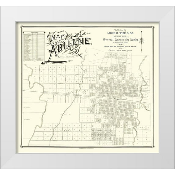 Clarke 28x26 White Modern Wood Framed Museum Art Print Titled - Abilene Texas - Clarke 1890