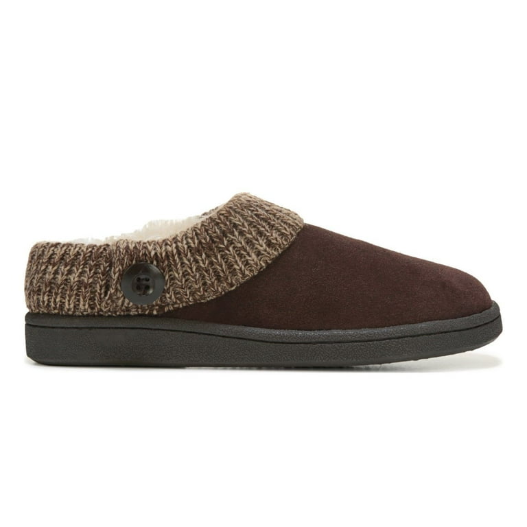 Clarks Angelina Dark Brown knitted Collar Winter Clog Rounded Toe Slippers Dark Brown 10