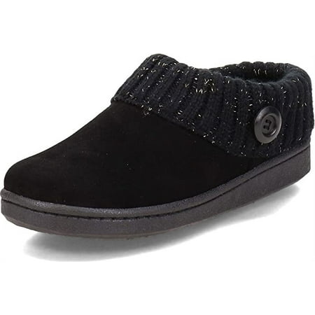 Clarks Black Knitted Collar Winter Clog Rounded Closed Toe Slippers (Black Gold Premium, 6)