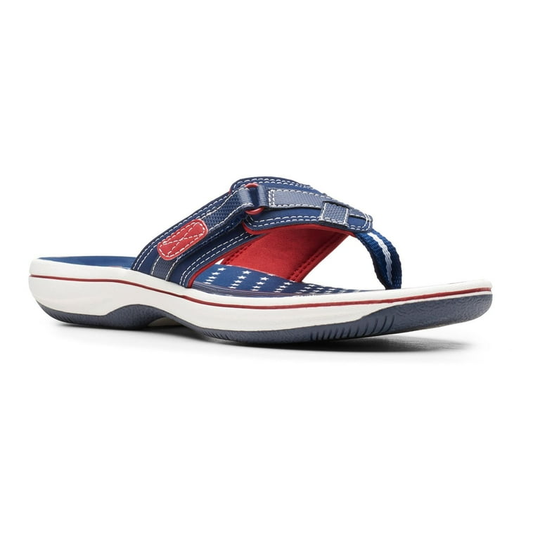 Clarks Breeze Sea Cloudstepper Women s Flip Flop Sandals Color Navy Red Size 12