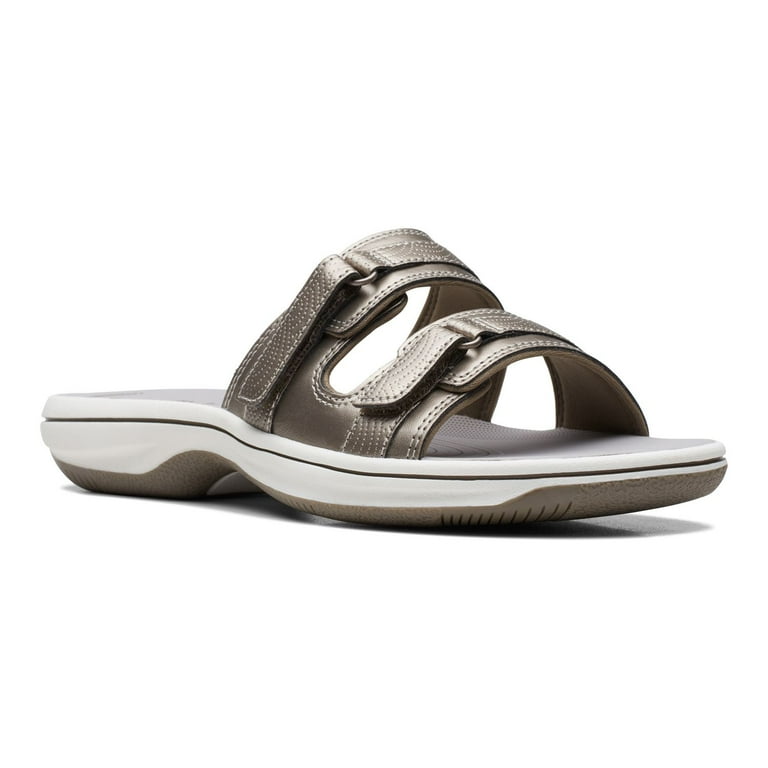 Clarks Cloudsteppers Breeze Piper Women s Slide Sandals Color Pewter Size 9 Walmart