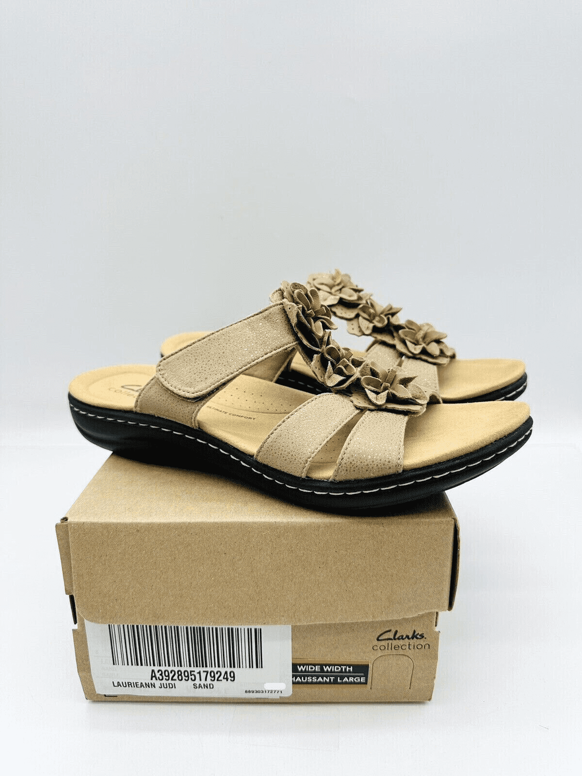 Clarks Collection Leather Slide Sandals Laurieann Judi, SAND, PICK