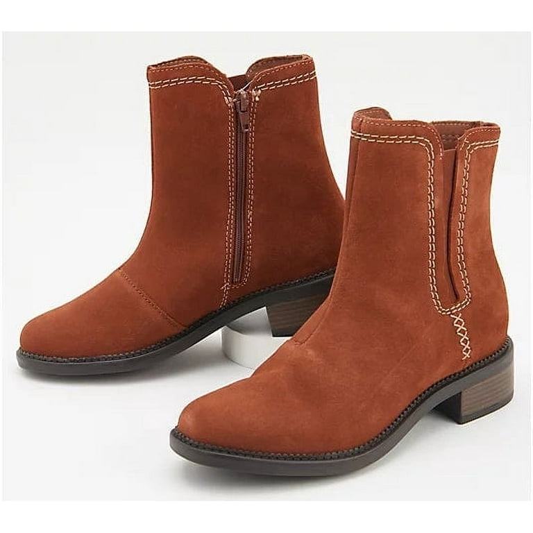 Clarks Collection Women s Suede Ankle Boots Maye Zip Dark