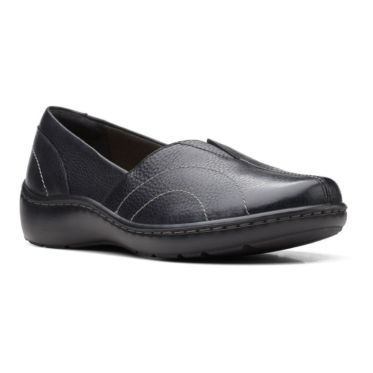 Clarks Cora Meadow Women s Leather Slip On Shoes Color Black Size 6.5 Walmart
