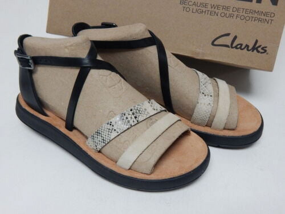 Clarks Jemsa Strap Size 9.5 M EU 41 Women s Leather Strappy Sandals Black Combi Walmart