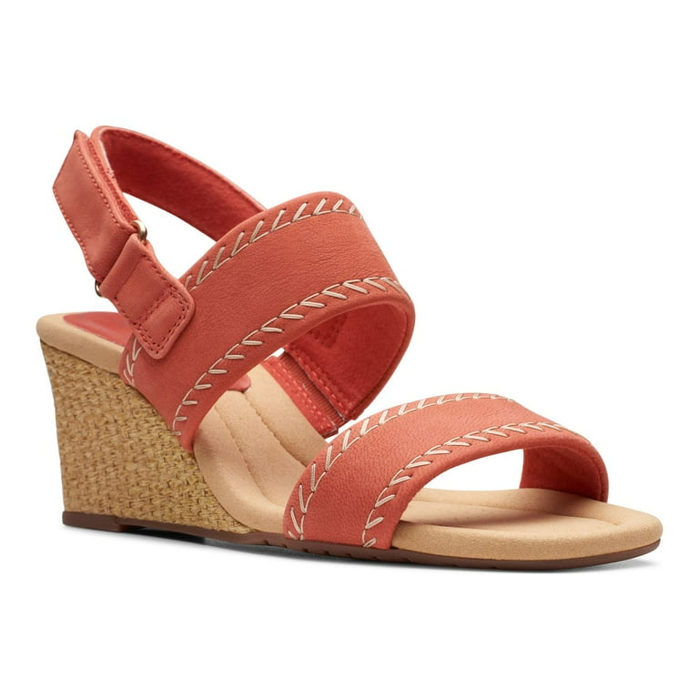 Clarks Kyarra Rose Women s Nubuck Wedge Sandals Color Salmon Size 5