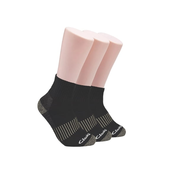 Clarks Men's Black Casual Half Cushion Anklet Socks, 3 Pack
