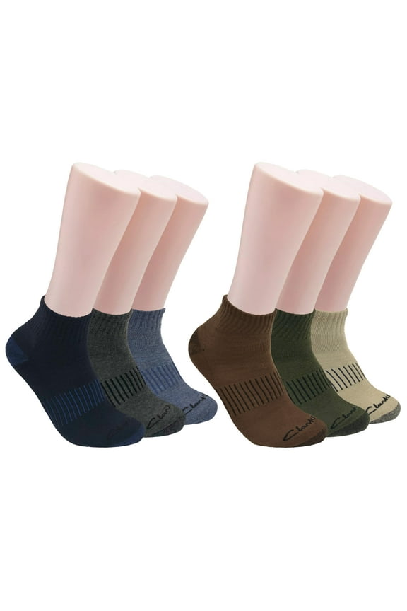 Men's Casual Half Cushion Anklet Socks 6 Pair, Navy/Charcoal/Denim/Brown/Olive/Khaki , Men's 7-12 Shoe